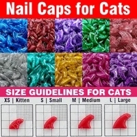 120pcs - Glitter Soft Nail Caps for Cats + 6x Adhesive Glue + 6x Applicator /* XS, S, M, L, paw, claw, cover, lot, cat */ 1