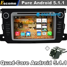 Pure Android 5.1 Car dvd GPS Navigation Radio Blutooth For Mercedes Benz Smart Fortwo 2012 2013 2014 Quad Core Rear View Camera