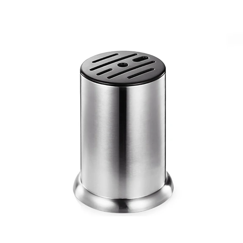 

7 Holes Round Stainless Steel Knife Block Scissors Sharpener Holder Utensil Accessories Stand Rack Kitchen Supplies Organizer