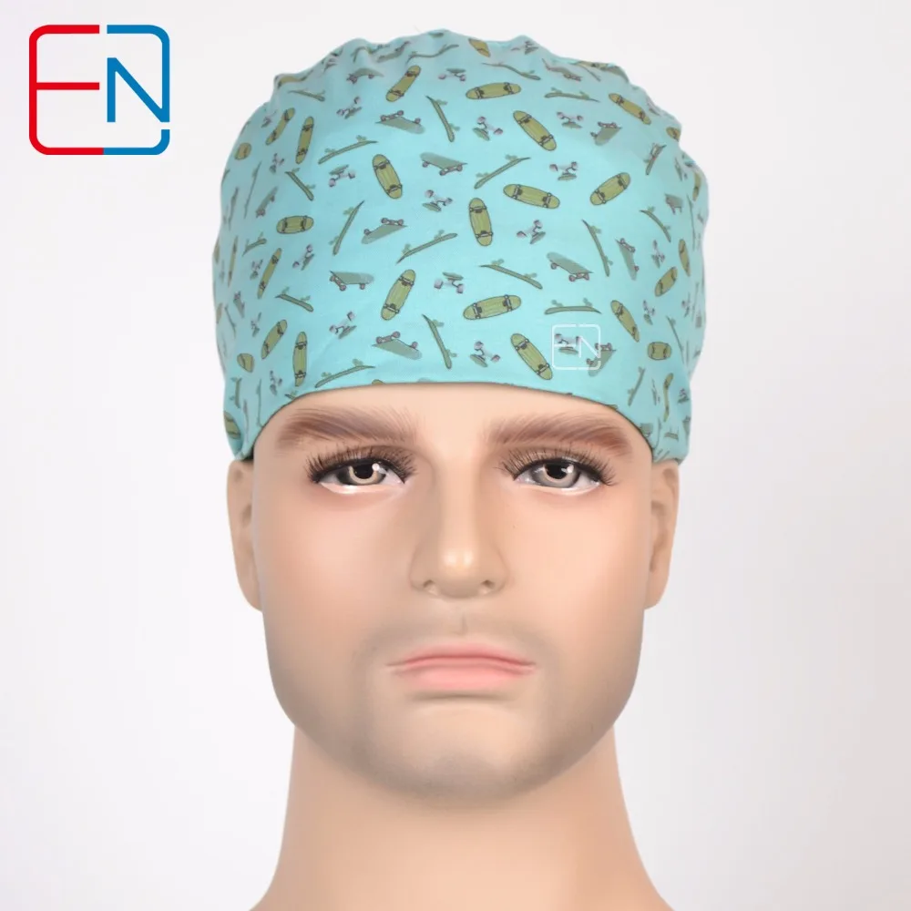 Hennar Mens Surgical Caps Skateboards Pattern Printed 100 Cotton  