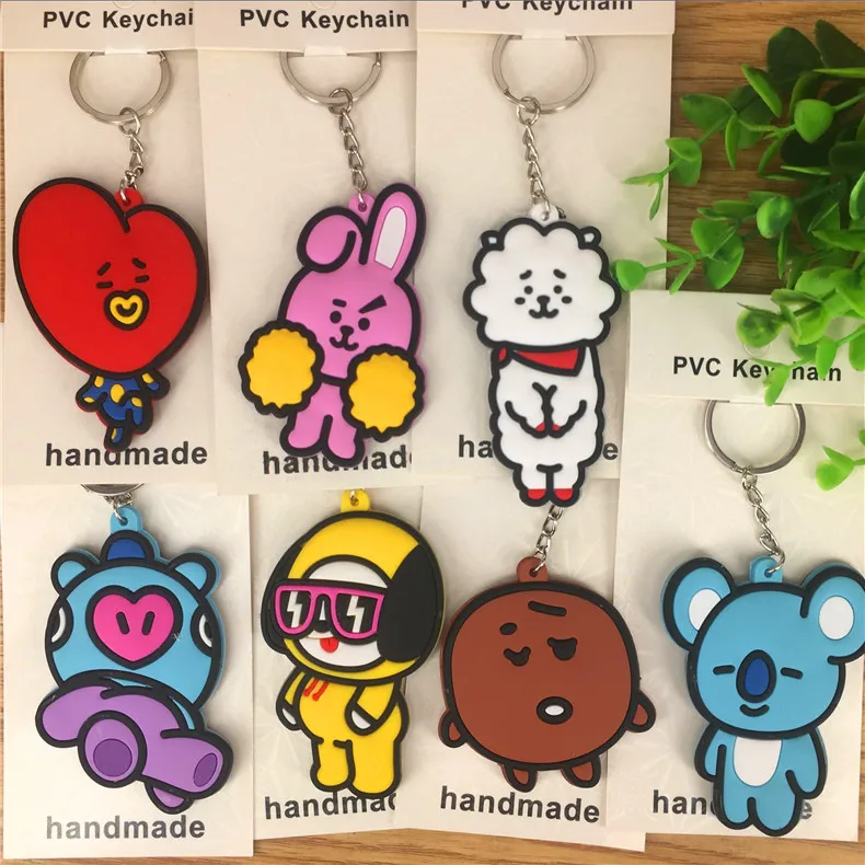 

2019 Popular New pcs popular star PVC Double Sided Keychain Pendants Charms Collection Key Ring 6-8cm party kids gifts