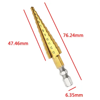 

1pc HSS Titanium Coated Step Cone Drill Bit High Speed Steel Hex Step Drill Bits Hole Cutter Power Tools 3-13mm