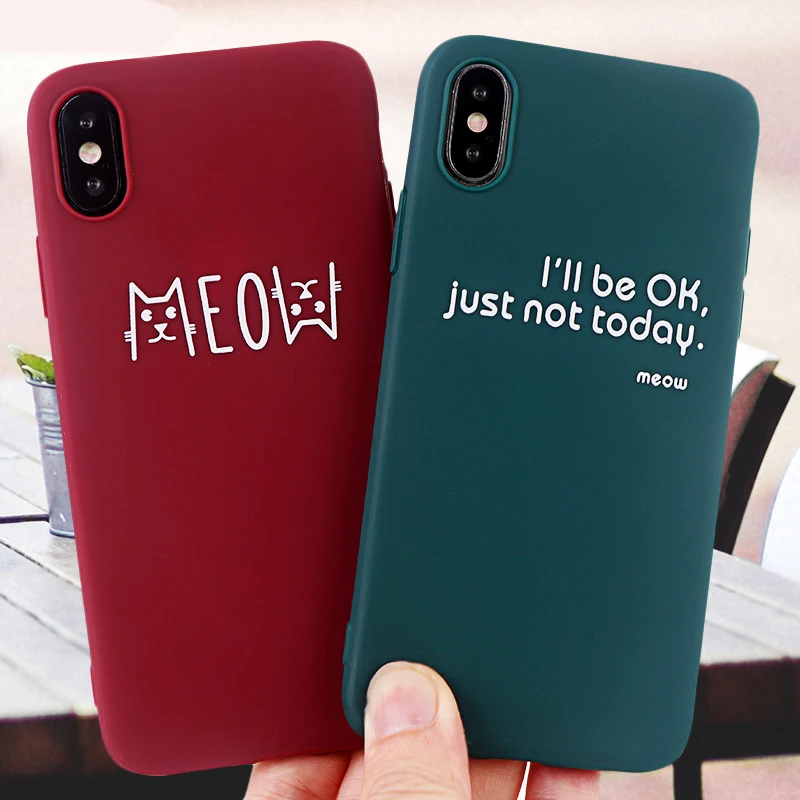 

Fashion MEOW Phone Cases for IPhone X XS MAX XR 8 7 6 s Plus Case Letter Soft Silicone Fitted Mobile Phone Covers Accessories