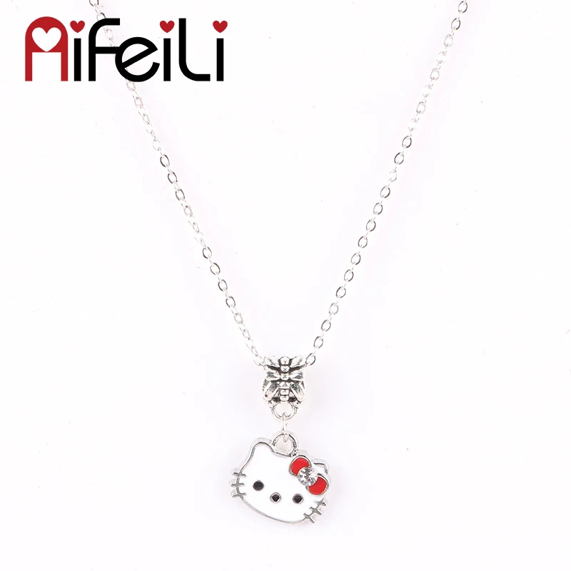 AIFEILI Милый Котик кулон ожерелье детский подарок подходит для женщин ювелирные