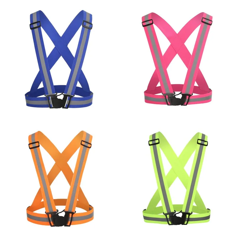 

Adjustable Reflective Cycling Safety Vest Security Visibility Night Riding Running Jogging Protective Stripe 4 Colors/Set