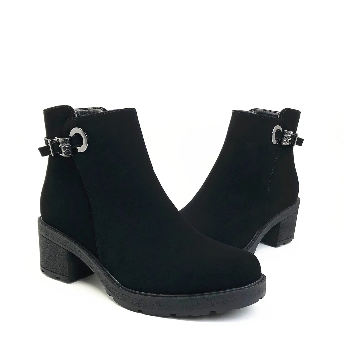 CAILASTE/Женская обувь на толстом высоком каблуке Шикарные ботильоны молнии кожаная