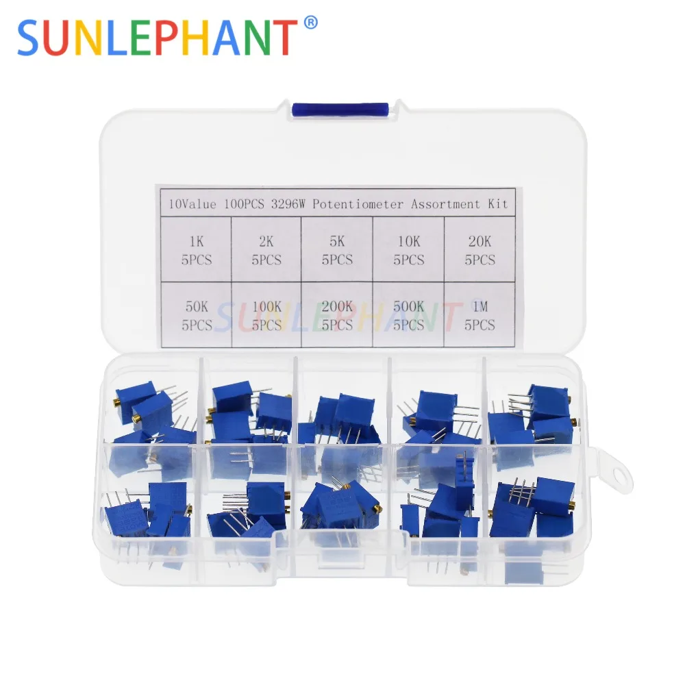 50 шт./лот 3296 Вт многооборотный Подстроечный резистор потенциометра Комплект Высокая Точность 3296 переменный резистор 500R 1K 2K 5K 10K 20K 50K 100K 200K 1M
