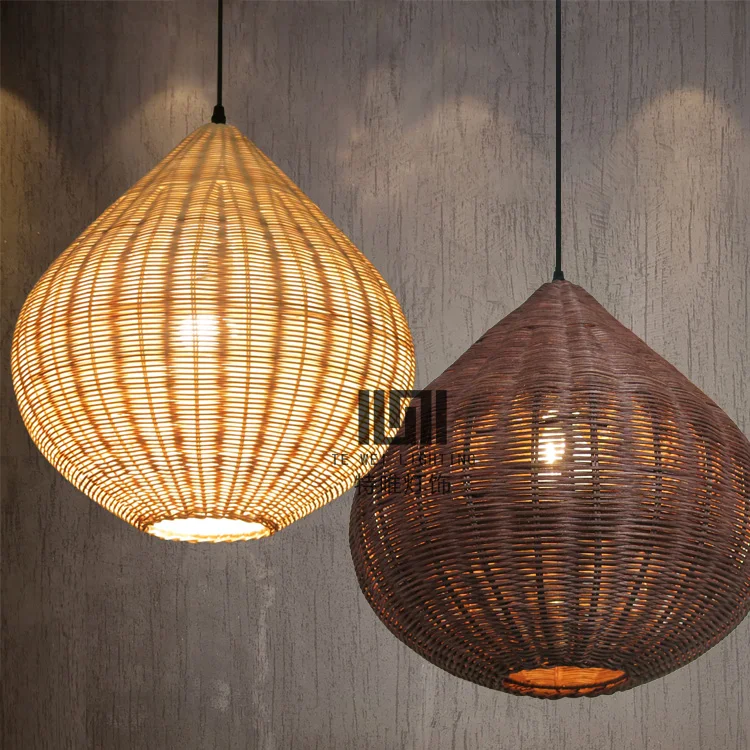 

Simple bamboo rattan lantern pendant lights creative dining table bar cafe clothing store decorative lighting pendant lamps ZA