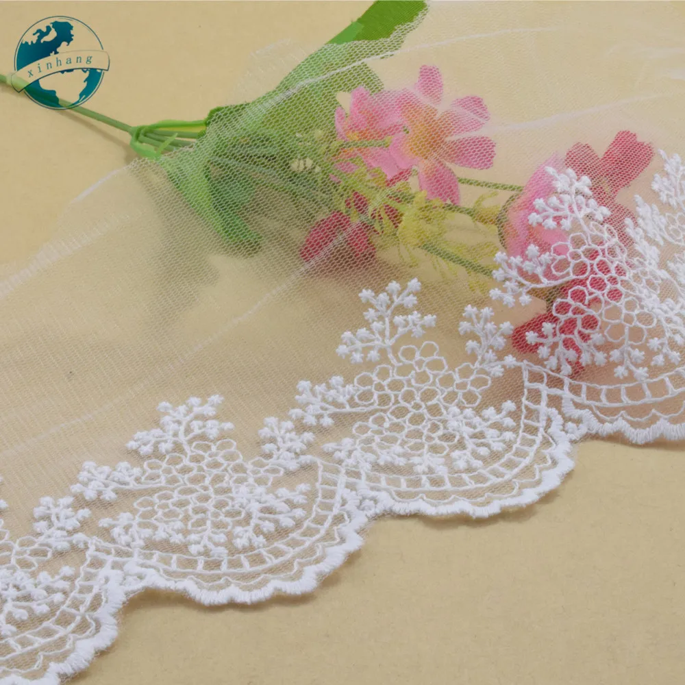 Lace Sewing Accessories 11cm Width Cotton Embroidery Lace Ribbon Guipure African fabric Trim Warp Knitting DIY Garment