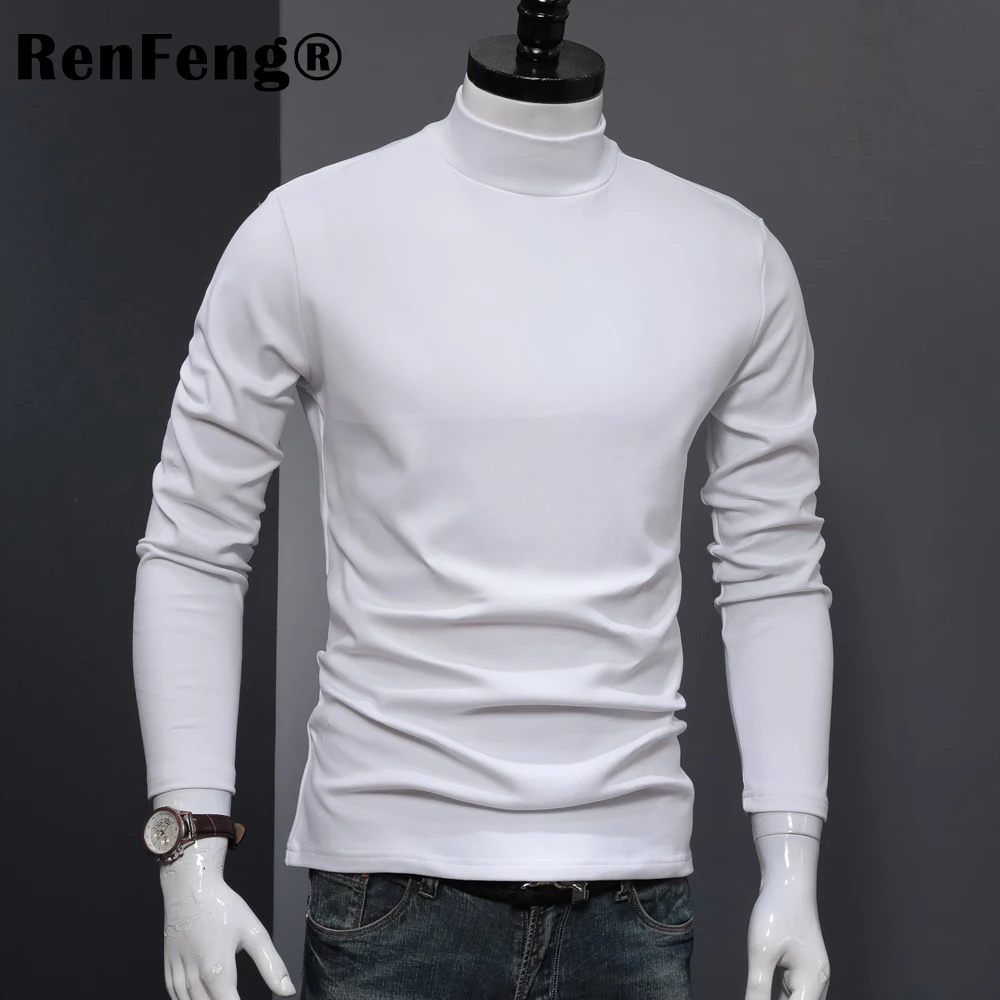 2018 New Fashion Brand Men Clothes Solid Long Sleeve Slim Fit T Shirt Men 95% Lycra Cotton T-Shirt Turtle neck Casual T Shirts (5)