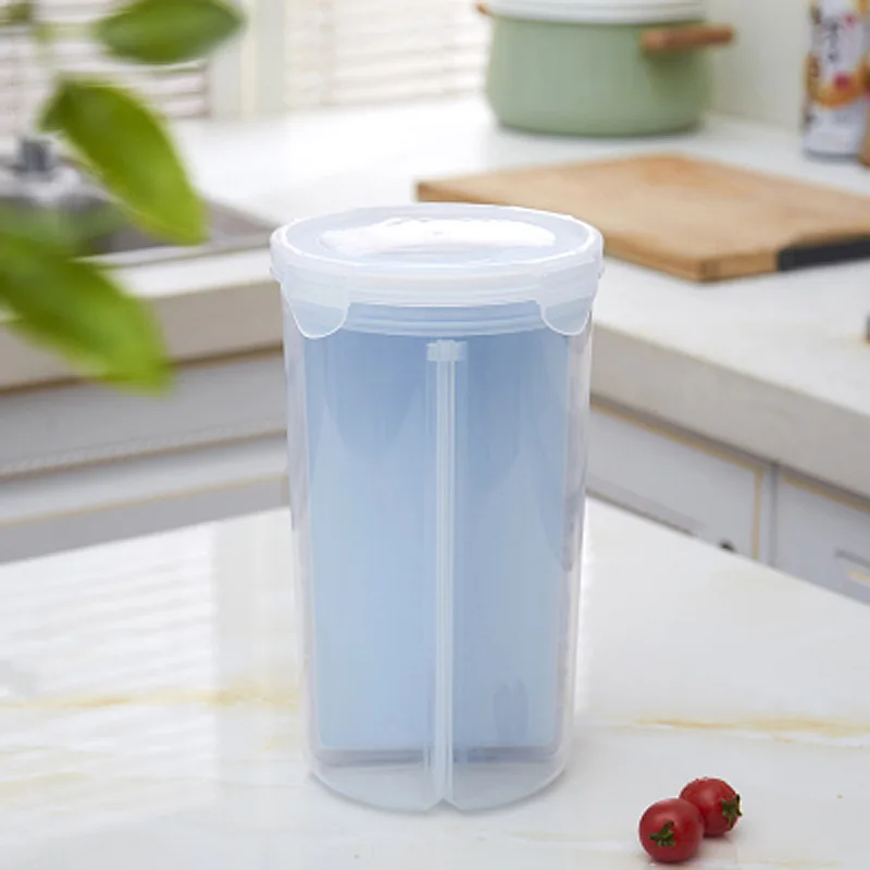 Пищевые бутылки для хранения зерна, банки, коробки, разделенная домашняя организация, может контейнер для бобов, рисовой лапши, кухонный герметичный ящик для хранения - Цвет: blue