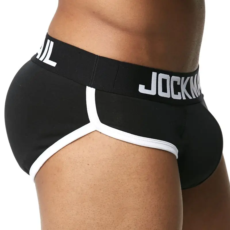 mens underwear briefs JOCKMAIL Brand Enhancing Mens Underwear Briefs Sexy Bulge Gay Penis pad Front + Back Magic buttocks Double Removable Push Up Cup best underwear for men