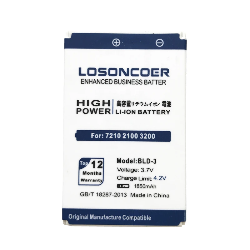 Аккумулятор LOSONCOER 1850 мАч BLD 3 для Nokia 7210 2100 6220 6610 3300 I6260 7250 6200 6610i 7250i батарея сотового