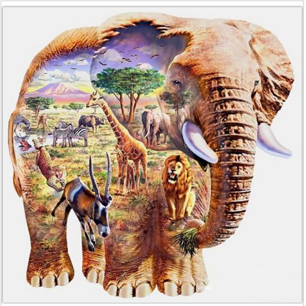 

5DDIY Diamond Painting round Crystal Diamond Painting Cross Stitch Needlework Home gift Decor The Elephant 's Animal World KL425