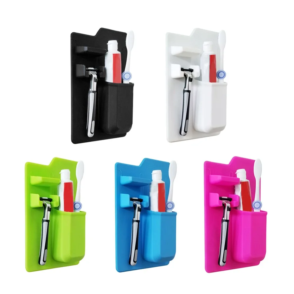 

Silicone Bathroom Organizer Mighty Toothbrush Holder Toothpaste Shaver Holder Bathroom Products Shower Supplies