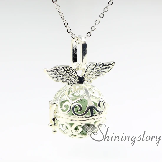 wings openwork metal volcanic stone diffuser necklaces wholesale
