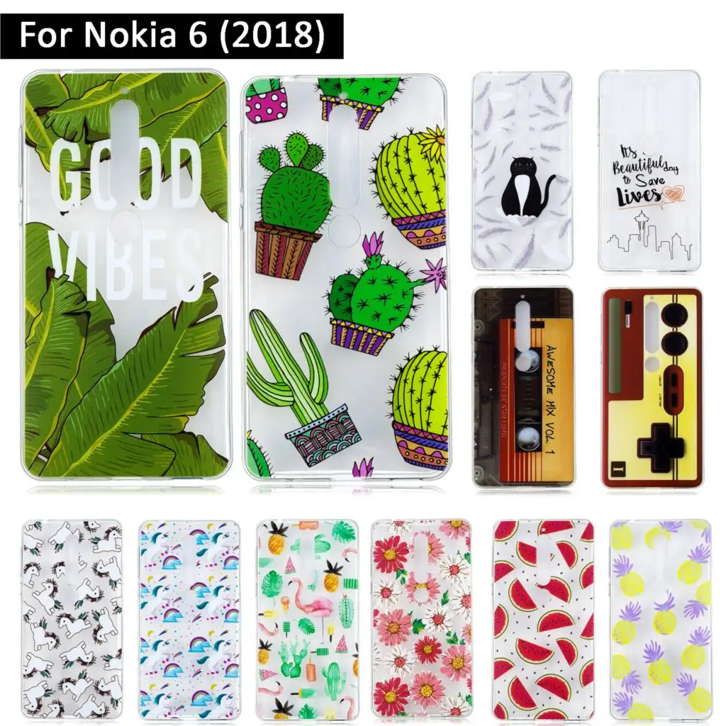 Цветной ТПУ чехол для Nokia 6 2018 TA-1033 TA-1021 мягкий силиконовый прозрачный Nokia6 Защитные