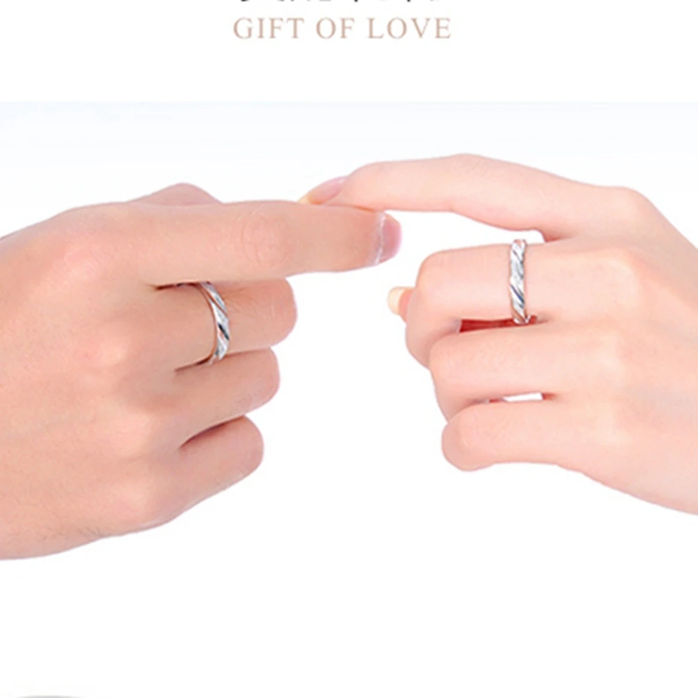 1PCS sterling-silver-jewelry Couple Ring Real Pure Sterling Silver 925 Jewelry Fashion Simple Style Lovers Rings For Women / Men