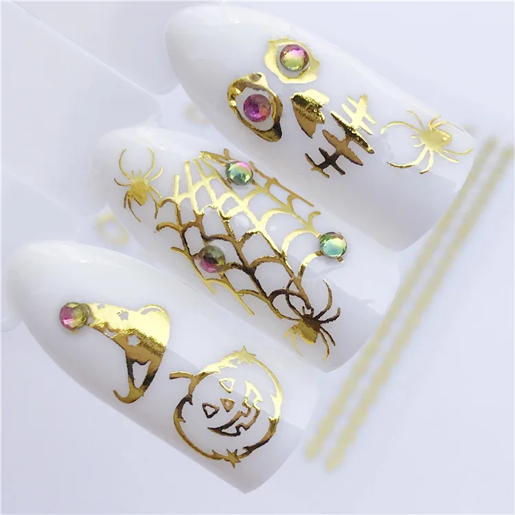 

Nail Sticker Applique, 3D Belt Glue, Gold Foil Sticker, Flower Christmas Snowflake Note Spider Web.Nail Stickers