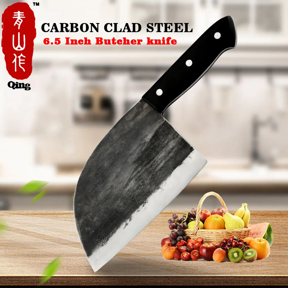 

Full Tang Handle Kitchen Knives Handmade Forged Highcarbon Clad Steel Butcher knife Cooking Cleaver Meat Vegetables Chef Knife