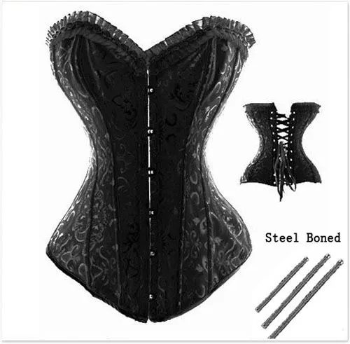 Plus-Size-Steel-Boned-Black-White-Corset-Bustier-Overbust-Sexy-Lingerie-Hot-Women-Lace-Up-Corset (3)