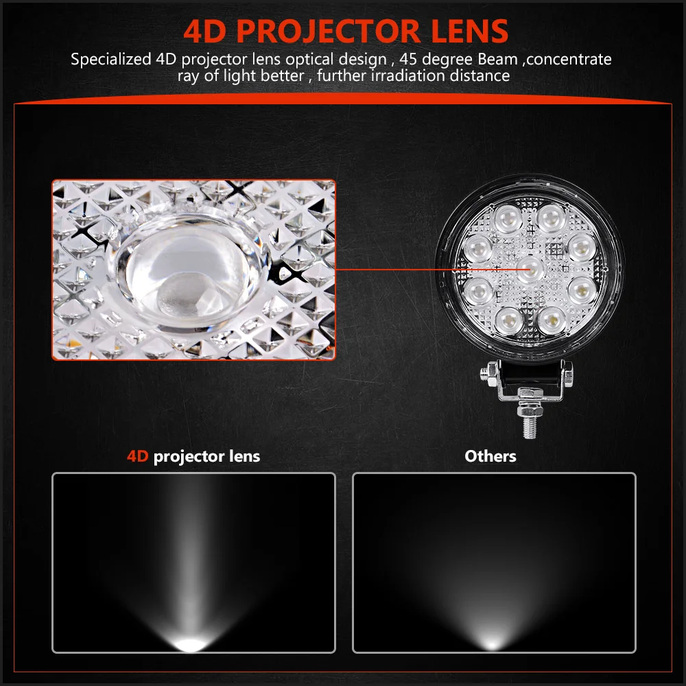 27 Вт 42 Вт 48 Вт 72 Вт DRL внедорожный светодиодный рабочий светильник для автомобиля UAZ 4WD Ford ТРАКТОР Лодочный Прицеп niva rampe 4x4 ATV 12 в 24 В точечный прожектор 4 5