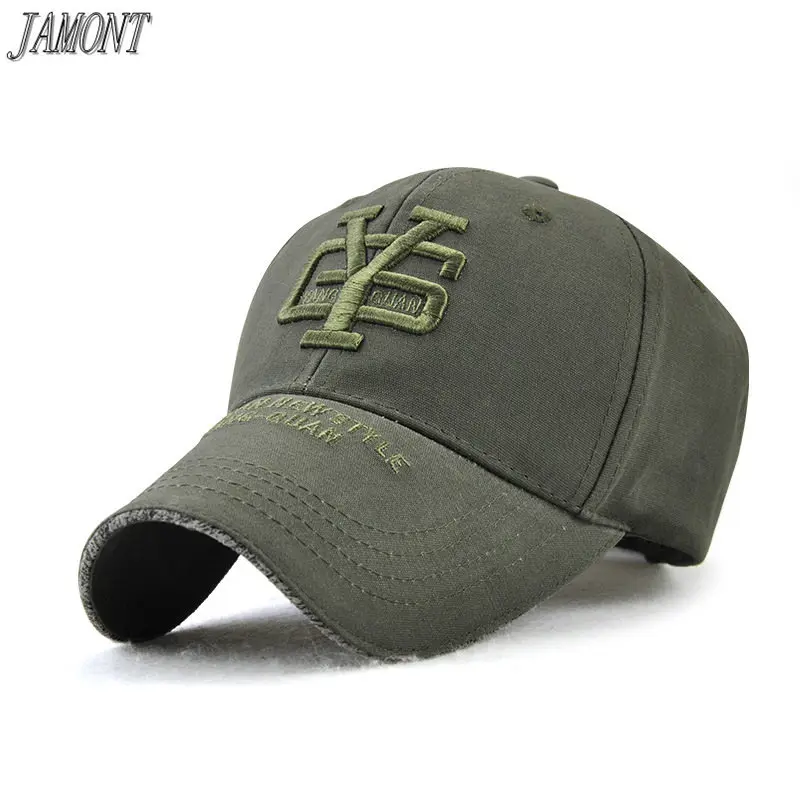 New Summer Men Baseball Cap cotton Solid color Dad Cap army green