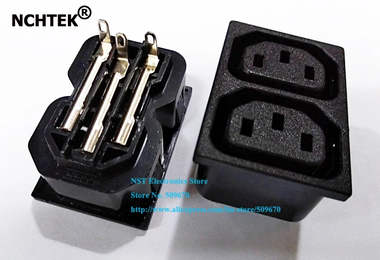 NCHTEK 10A 250 в два одном IEC 320 C13 3 контактный разъем питания переменного