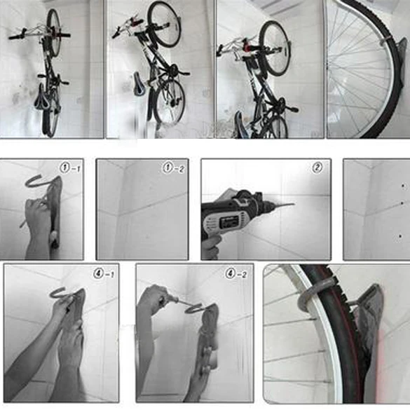 Черный настенный держатель для велосипеда, крепление для горного велосипеда, настенная стойка для хранения, стальная вешалка, Аксессуары для велосипеда