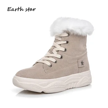 

Casual Shoes Women Angora Fashion Brand Warm Snow Boots Real Leather zapatos de mujer Lady chaussure Winter New Female footware