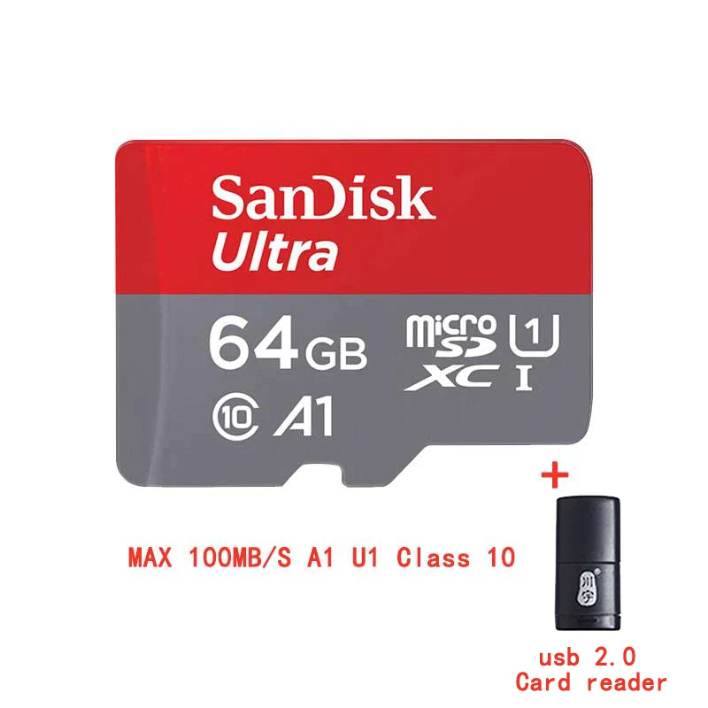 Двойной Флеш-накопитель SanDisk Ultra micro SD card 64 ГБ 32 ГБ оперативной памяти, 16 Гб встроенной памяти, 128 Гб 8 Гб microSDHC/micro SDXC UHS-I слот для карт памяти 80 МБ/с. TF карта для смартфона - Емкость: 64G-C286