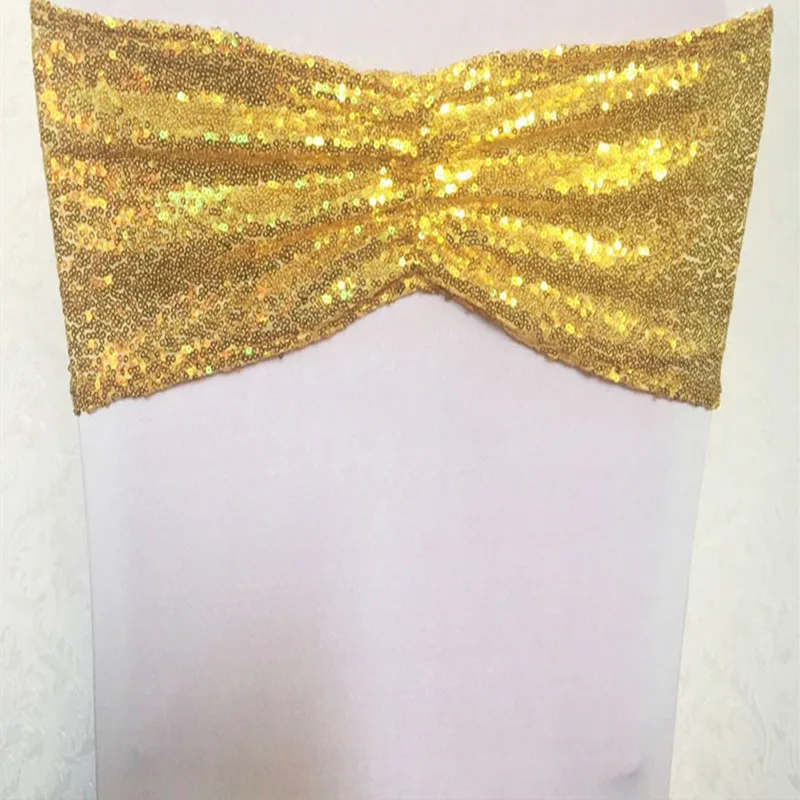 stretch sequin chair bands wedding chair sashes 100 pcs/lot Free