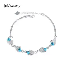Подлинный Браслет из стерлингового серебра 925 пробы голубое Хрустальное сердечко любовь регулируемые браслеты подарок на День святого Валентина для женщин ювелирные украшения