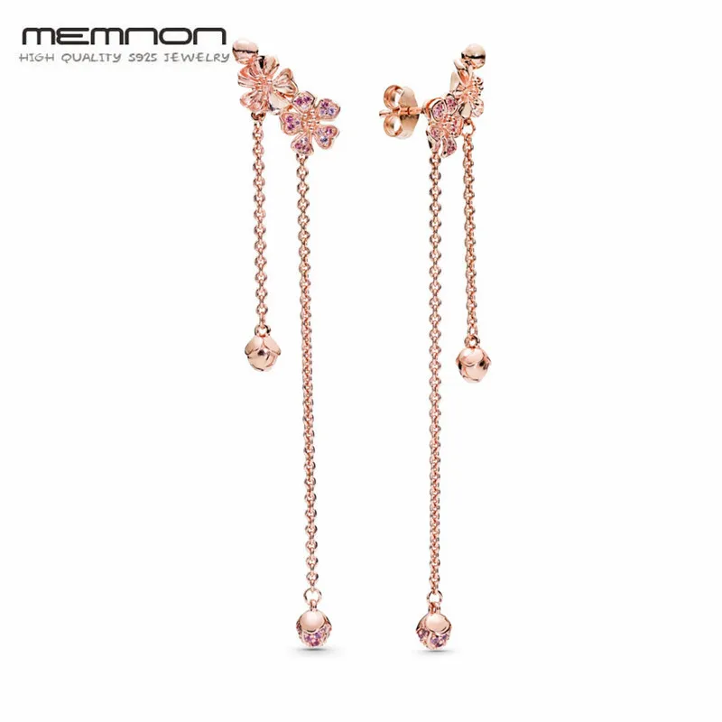 

Eearrings for women Dangling Peach Blossom Flower Drop Earring 925 sterling silver earing brincos earings fashion jewelry brinco