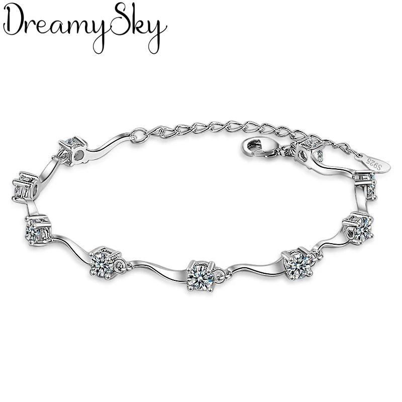 

New Fashion 925 Sterling Silver Wave Bracelets For Girls Boho S925 Charms Bracelets Bangle For Women Wedding Jewelry Gifts