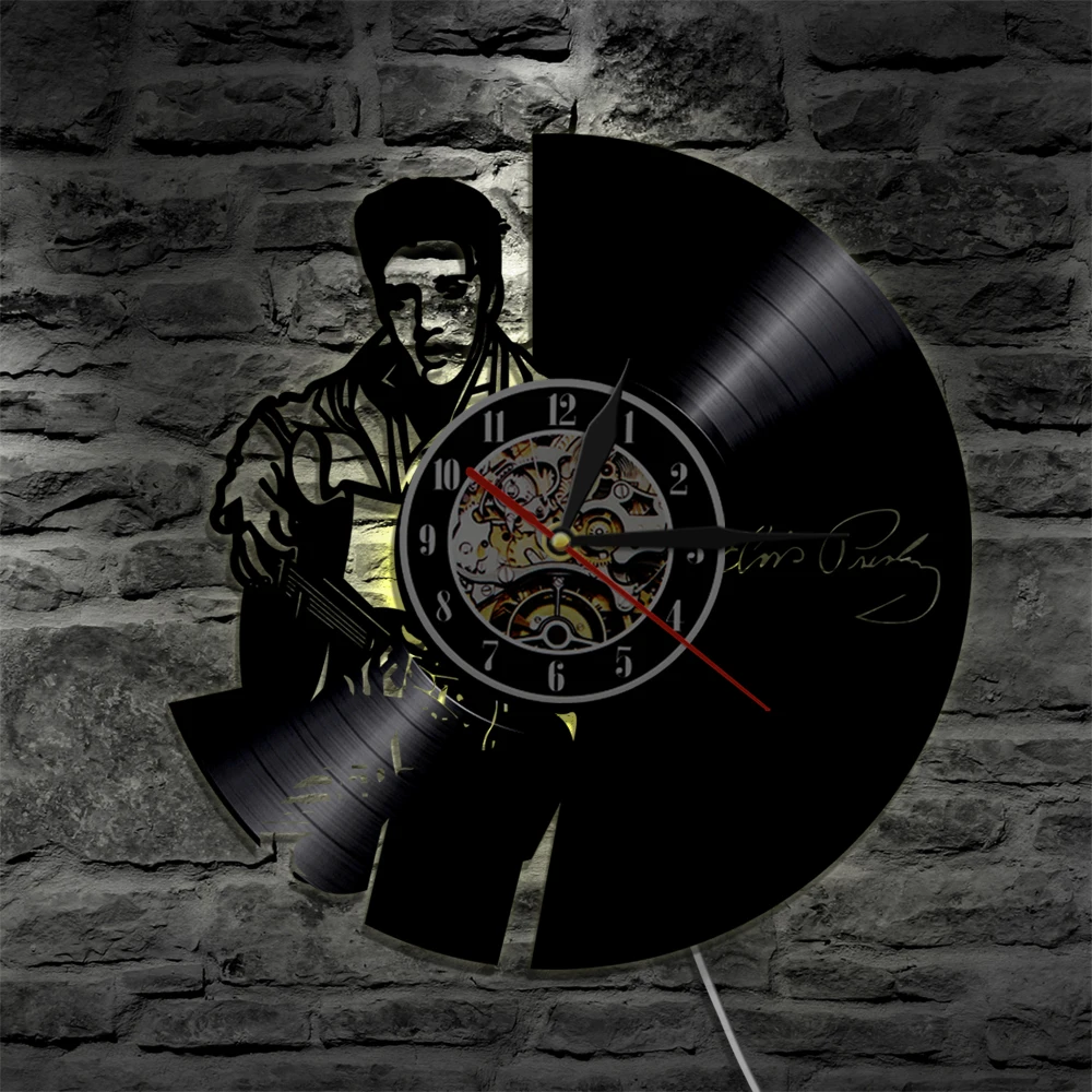 Новинка 2019 настоящие настенные часы Elvis Presley дизайнерские виниловые King Of Rock