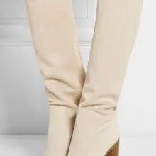 Sestito/; женские бежевые сапоги до колена с круглым носком; модная обувь на не сужающемся книзу массивном каблуке; обувь для вечеринок; женские сапоги с высоким голенищем на молнии сзади