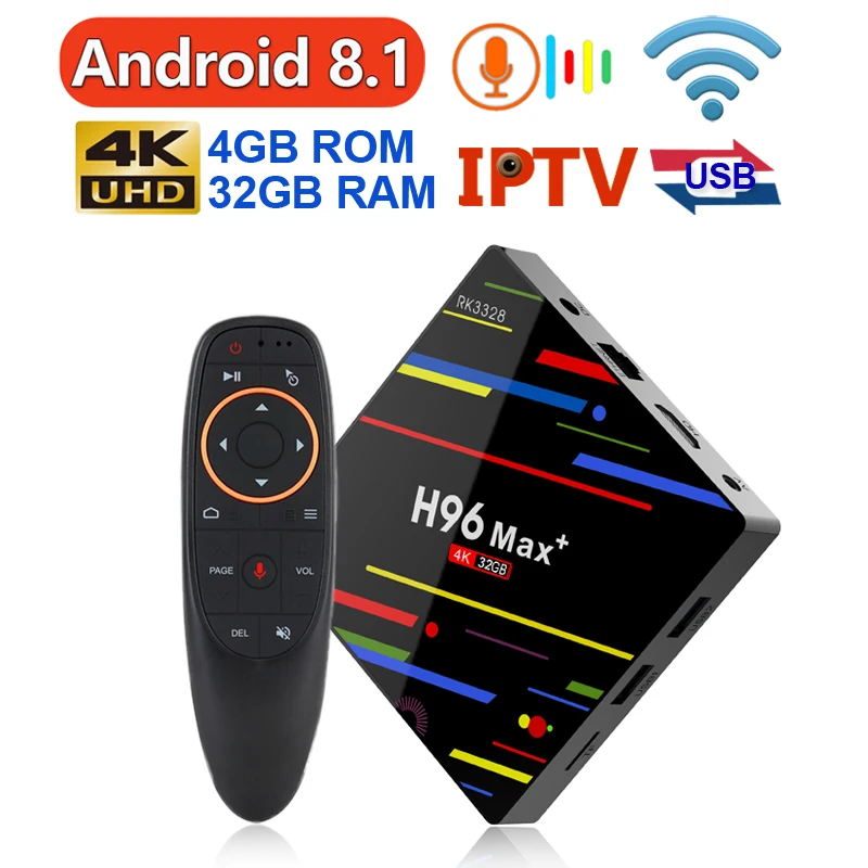 

2018 H96 MAX Plus Smart TV Box Android 8.1 TV Box 4gb Ram 32gb/64gb Rom Rockchip RK3328 1080p 4 k H.265 USB3.0 IP TV Set Top Box