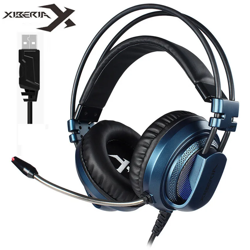 Günstige Xiberia Professionelle PC Gaming Headset USB 7.1 Sound Über Ohr Computer Spiel Kopfhörer Bass Casque mit Mic Atmen led Licht