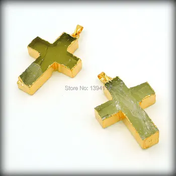 

Lemon Quartz Cross Pendant Of Gold Cladding Approx 40*30 mm