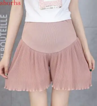 real time 2021 summer korean version of high waist thin foreign air ice chiffon wide leg pants women drape thin nine fen skirt 2018 summer new maternity dress Korean version of the pregnant women shorts large size wear thin pleated chiffon  pants