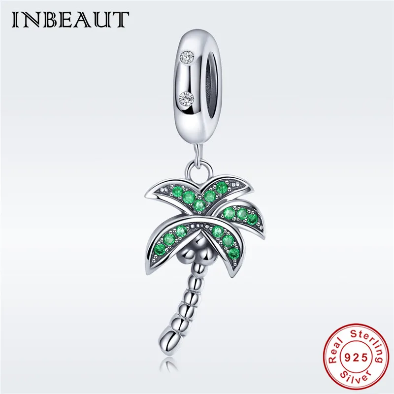 

Cute Tree Charm fit Pandora Bracelet 925 Sterling Silver Green Cubic Zirconia Coconut Pendant Beads for Women Chain Necklace