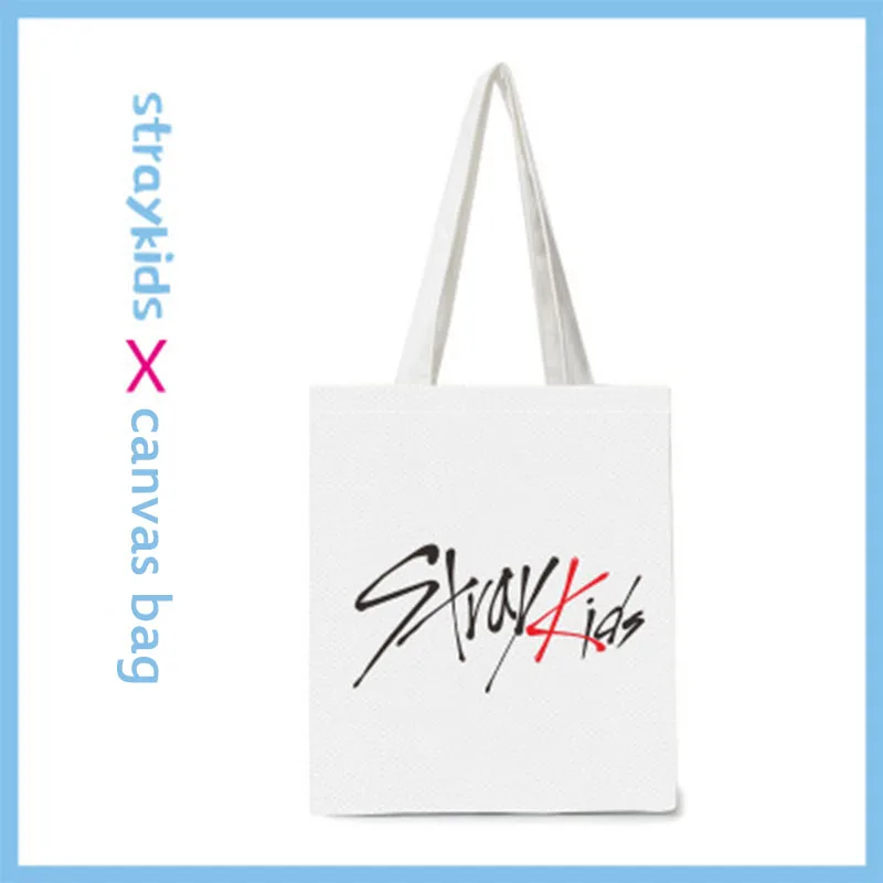 

Korea College Style KPOP Stray Kids White Canvas Bag Students HandBag Shoulder Bags New Album MIROH LJ07