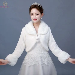 2019 New Arrival White Wedding Wrap Coat Jacket Faux Fur Bridal Wrap Elegant Accessories Cotton Warmer Women Shawls 2019 New Arrival White Wedding Wrap Coat Jacket Faux Fur Bridal Wrap Elegant Accessories Cotton Warmer Women Shawls