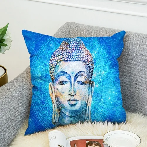

Bohemia Mandala 3D Print Buddha Lotus Polyester Throw Pillow Case Art Cushion Cover Blue Galaxy Soft Car Decorative Pillowcase