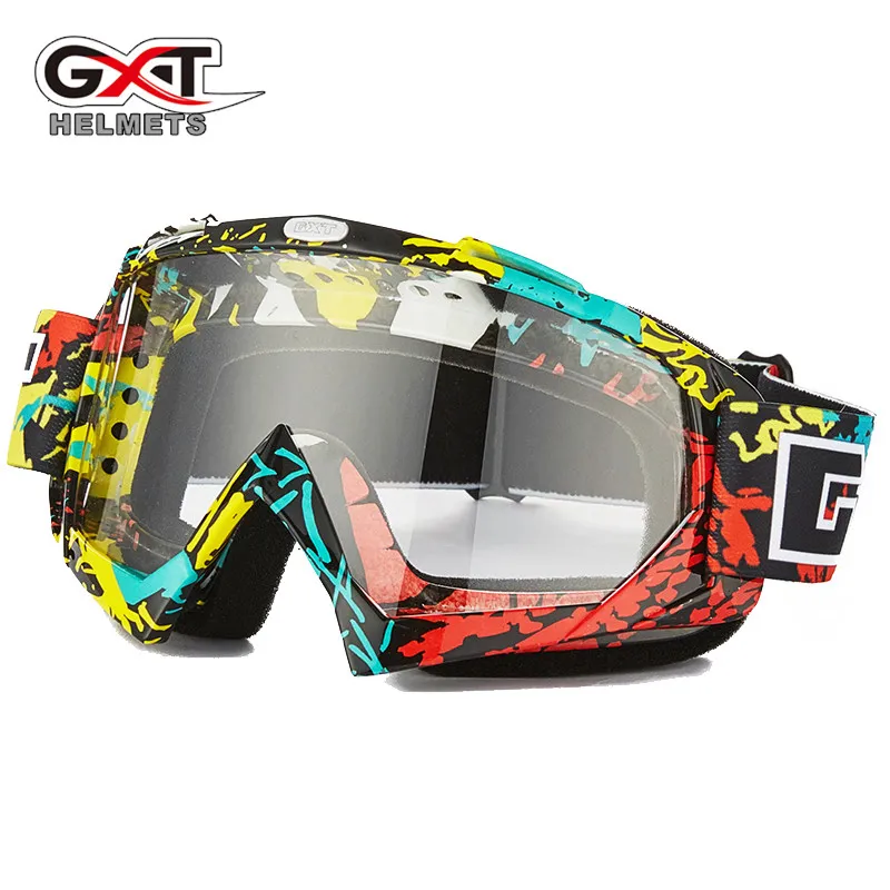 GXT moto cross moto rcycle очки ATV MTB DH ветрозащитное стекло для катания на лыжах мото велосипедные очки стеклянный шлем для беговых велосипедов - Цвет: yellow red black