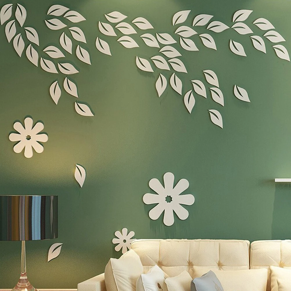 Buy 6PCS 3D Wooden Fall Leaves Wall Murals Removable
