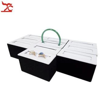 

Wholesale Jewelry Display Stand 10Pcs Ring Bracelet Organizer Holder White and Black Bangle Storage Stand