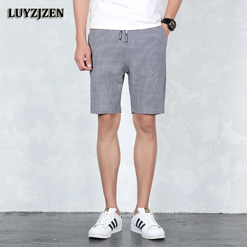 LUYZJZEN бренд Мужская Мода летние прямые шорты бермуды в повседневном стиле, мужские брендовые принт Повседневное пляжные шорты мужские Slim Fit K47