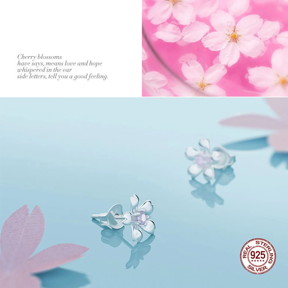 Серебро S925 серьги-гвоздики для женщин ювелирные украшения цветок дизайн изящный элегантный свадебный день рождения Серьги Подарки